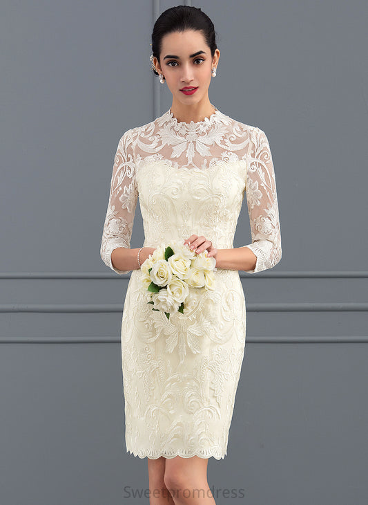 Abagail Wedding Dresses High Knee-Length Sheath/Column Lace Dress Wedding Neck