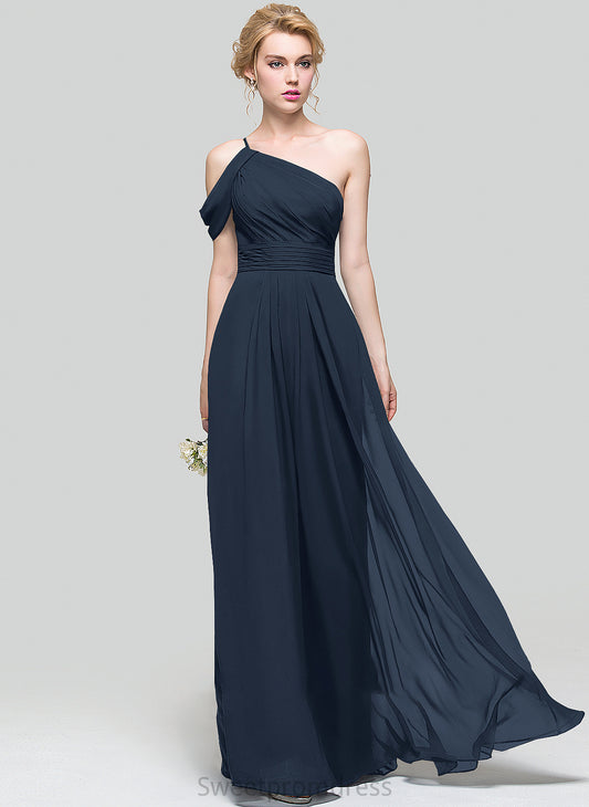 A-Line Fabric Silhouette One-Shoulder Length Embellishment Ruffle Neckline Floor-Length Myla Sleeveless One Shoulder Bridesmaid Dresses