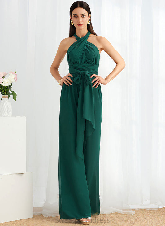 Neckline Fabric HighNeck Straps One-Shoulder Length Ruffle Embellishment Halter V-neck Floor-Length Cali Bridesmaid Dresses