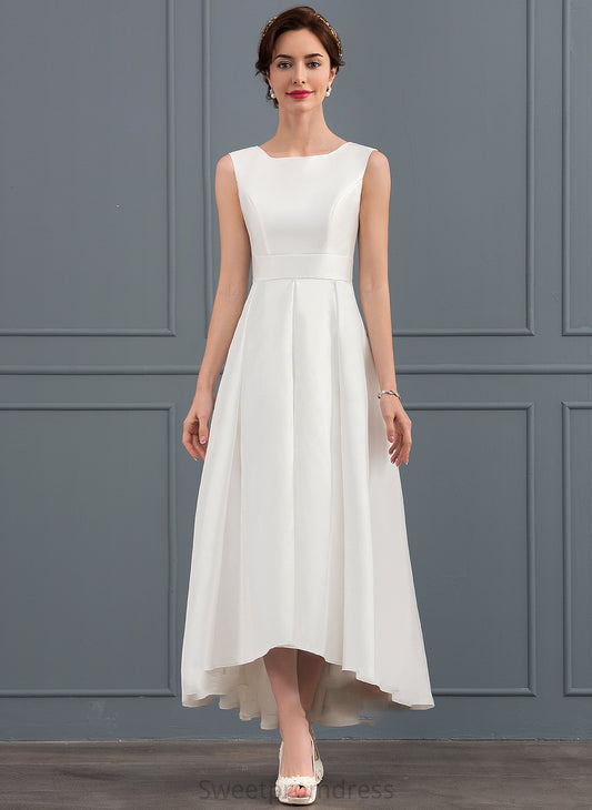 Addison Asymmetrical Neckline Square Wedding Dresses A-Line Wedding Satin Dress