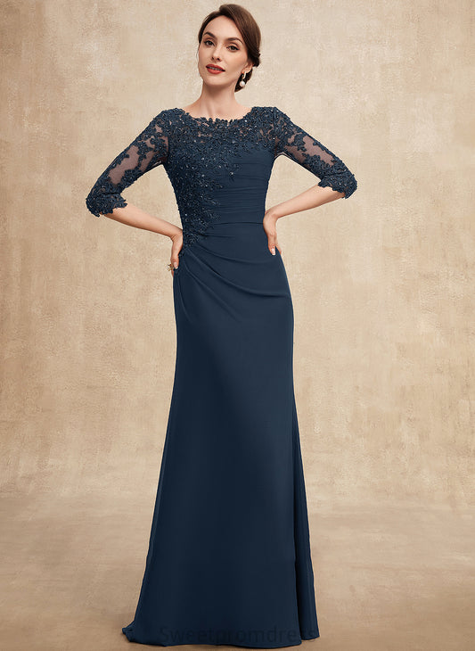Arielle of Mother of the Bride Dresses Floor-Length Chiffon the Bride Neck Dress Sequins Mother Beading Ruffle Lace With Scoop A-Line