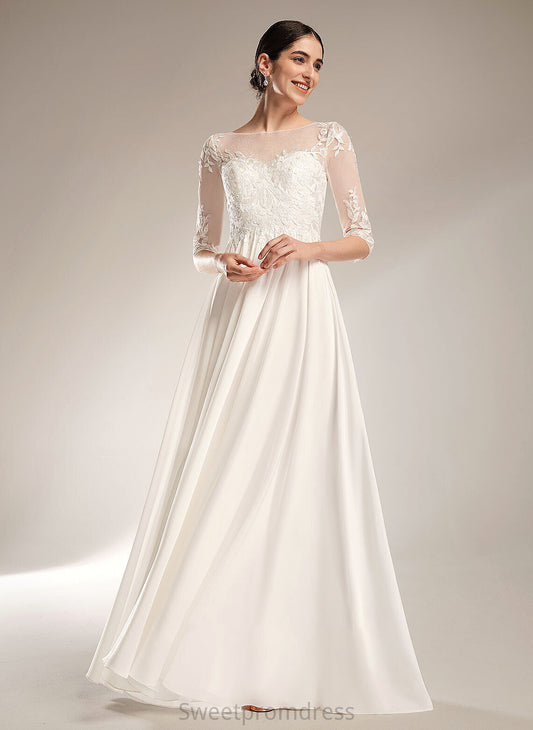A-Line With Train Wedding Sweep Dress Illusion Wedding Dresses Sequins Nita