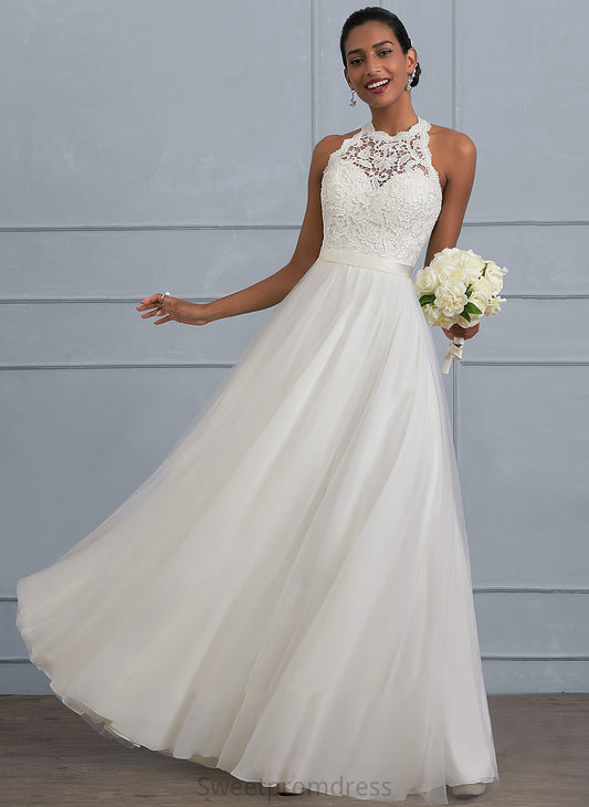 Alisha Wedding Dresses Neck Dress A-Line Scoop Tulle Wedding Floor-Length