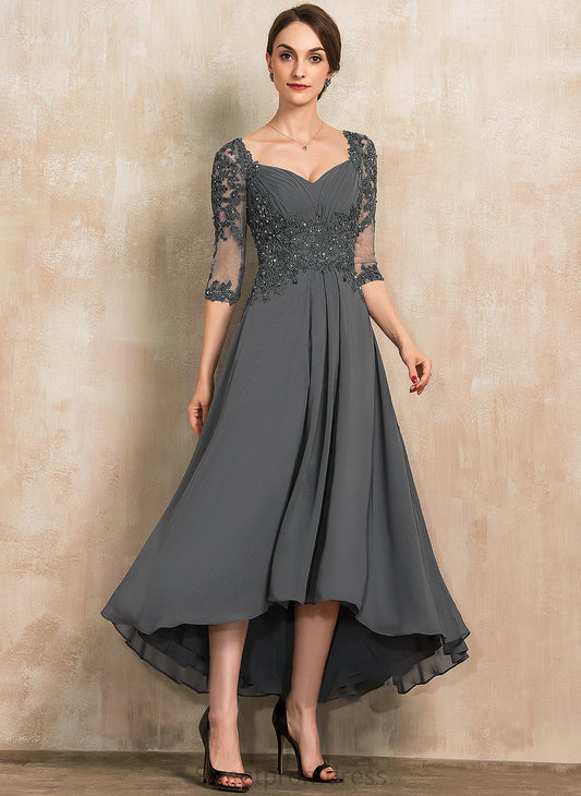 A-Line Sweetheart Mother of the Mother of the Bride Dresses With Asymmetrical Lace Bride Dress Beading Sahna Chiffon Sequins