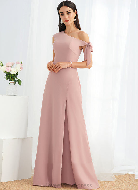 A-Line Length Fabric Floor-Length One-Shoulder Silhouette Bow(s) Embellishment Neckline Irene Sleeveless A-Line/Princess Bridesmaid Dresses
