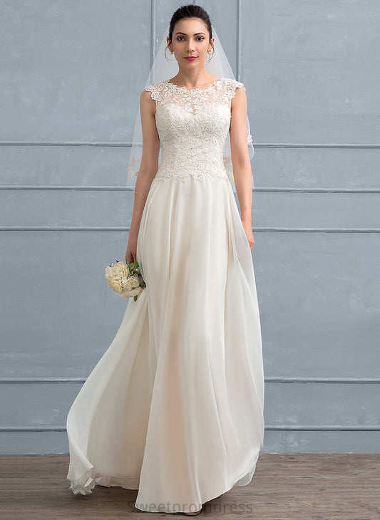 A-Line Madelyn Chiffon Beading Sequins Dress With Wedding Floor-Length Wedding Dresses