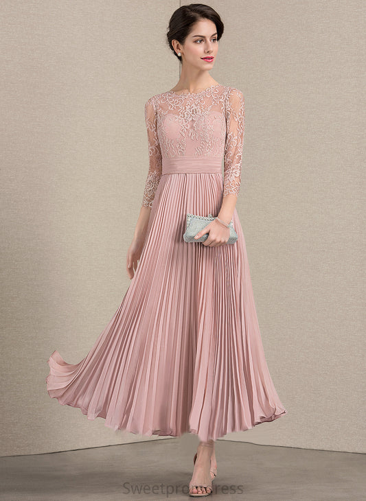 Bride Ankle-Length Mother of the Bride Dresses Autumn Dress Neck Scoop the A-Line of Chiffon Mother With Pleated Lace