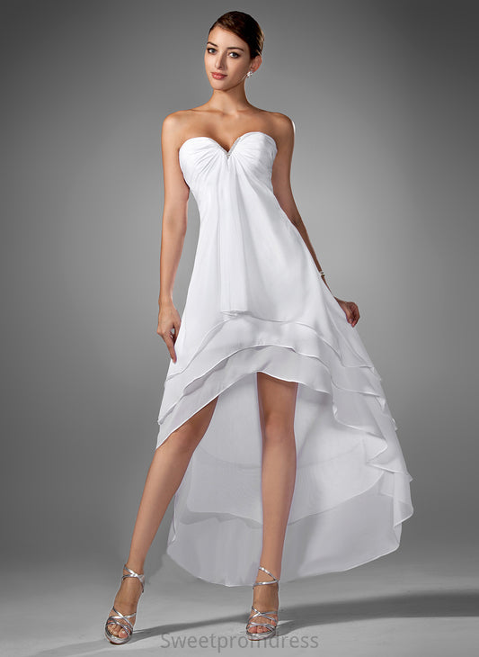 A-Line Homecoming Dresses With Chiffon Asymmetrical Dress Homecoming Beading Sweetheart Ruffle Jessie