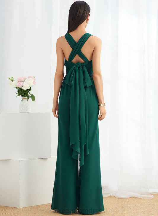 Neckline Fabric HighNeck Straps One-Shoulder Length Ruffle Embellishment Halter V-neck Floor-Length Cali Bridesmaid Dresses