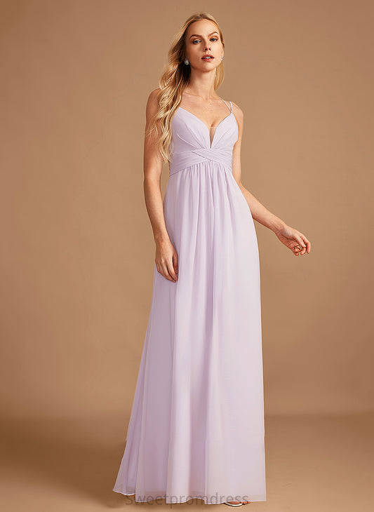 A-Line Embellishment Neckline Silhouette Ruffle Floor-Length V-neck Length Fabric Mila A-Line/Princess V-Neck Bridesmaid Dresses
