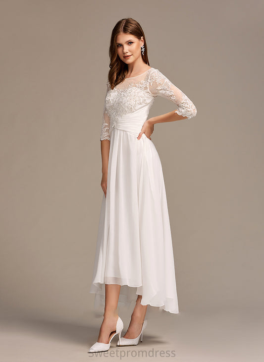 Asymmetrical Abril With Dress Wedding Dresses Illusion Wedding Lace A-Line