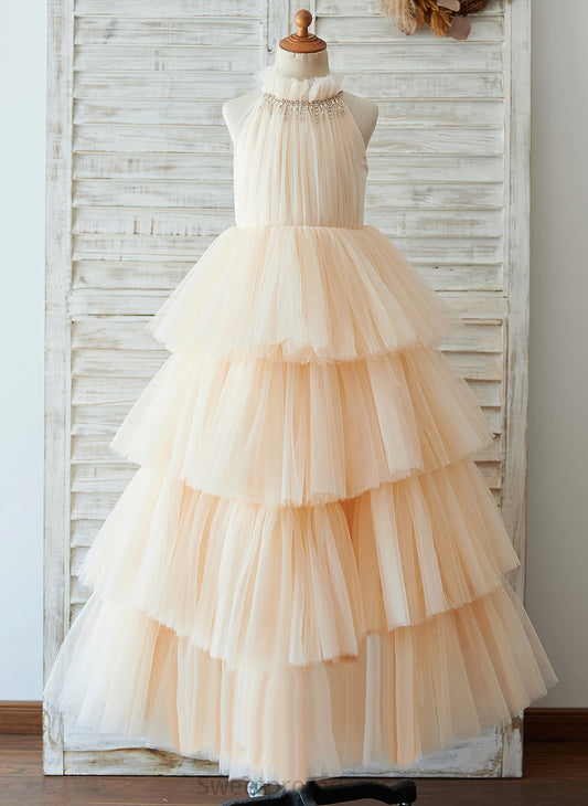 - Ball-Gown/Princess Carleigh Floor-length Tulle Flower Flower Girl Dresses Dress High Girl Neck Sleeveless