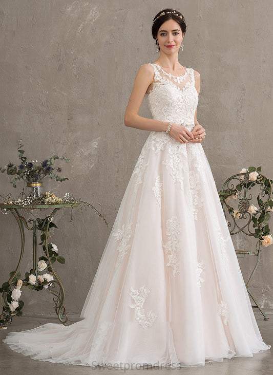 Beading Dress Wedding Dresses Ball-Gown/Princess With Amani Scoop Court Train Wedding Tulle Neck Sequins