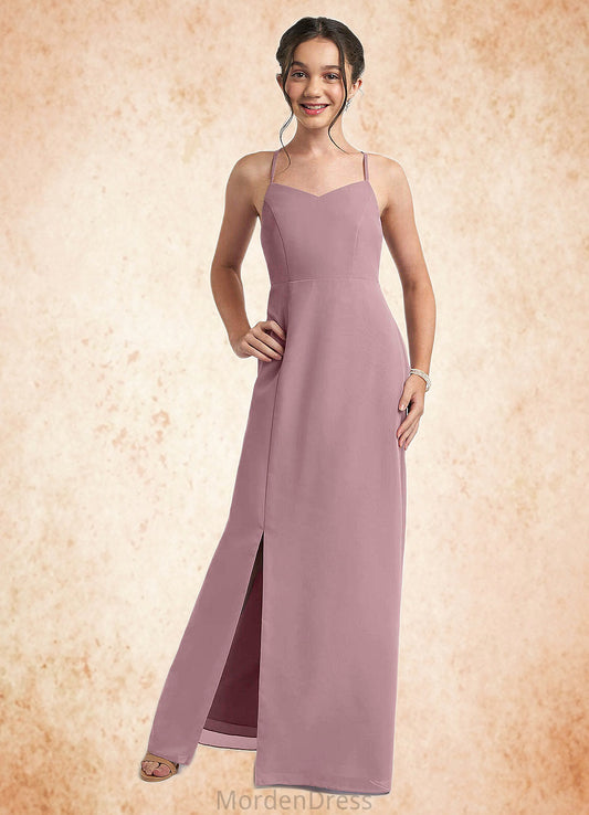 Kaylen A-Line Chiffon Floor-Length Junior Bridesmaid Dress dusty rose HKP0022856