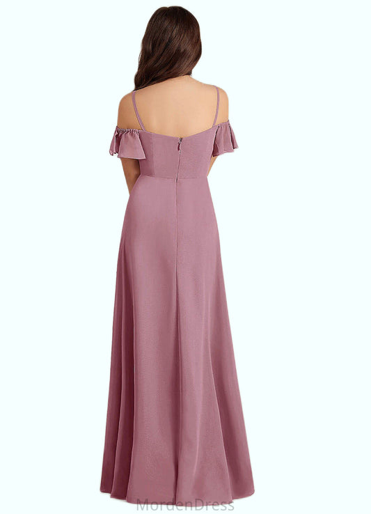 Tiffany A-Line Off the Shoulder Chiffon Floor-Length Junior Bridesmaid Dress Vintage Mauve HKP0022859