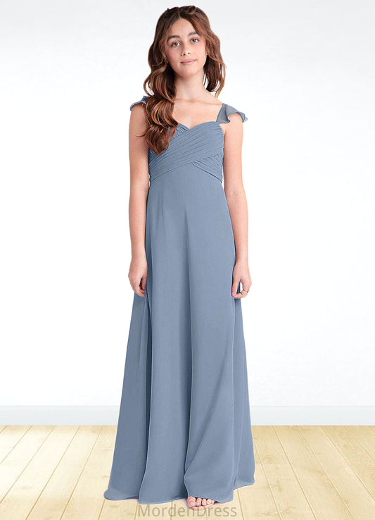 Jayleen A-Line Sweetheart Neckline Chiffon Floor-Length Junior Bridesmaid Dress dusty blue HKP0022869