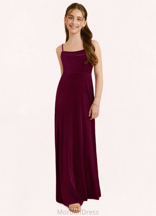Tiffany A-Line Velvet Floor-Length Junior Bridesmaid Dress Cabernet HKP0022870