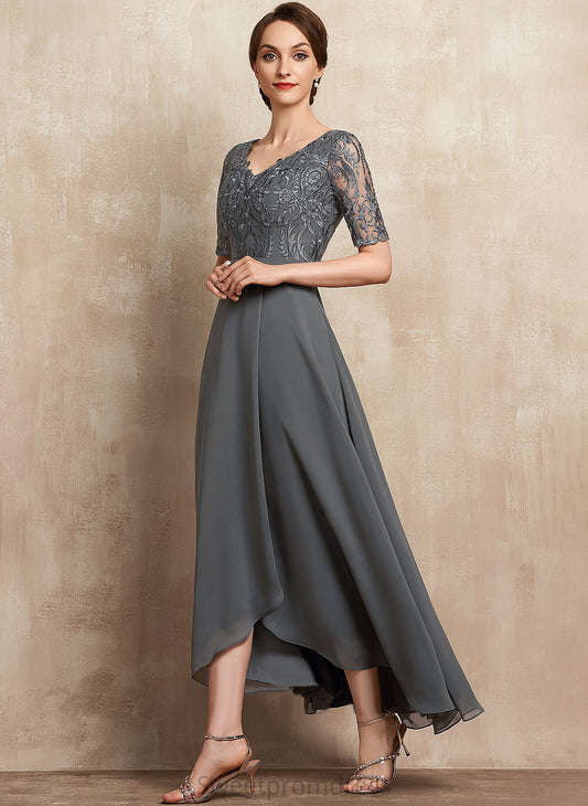 Asymmetrical A-Line Chiffon Halle Mother of the Bride Dresses Bride Lace the Dress V-neck Mother of