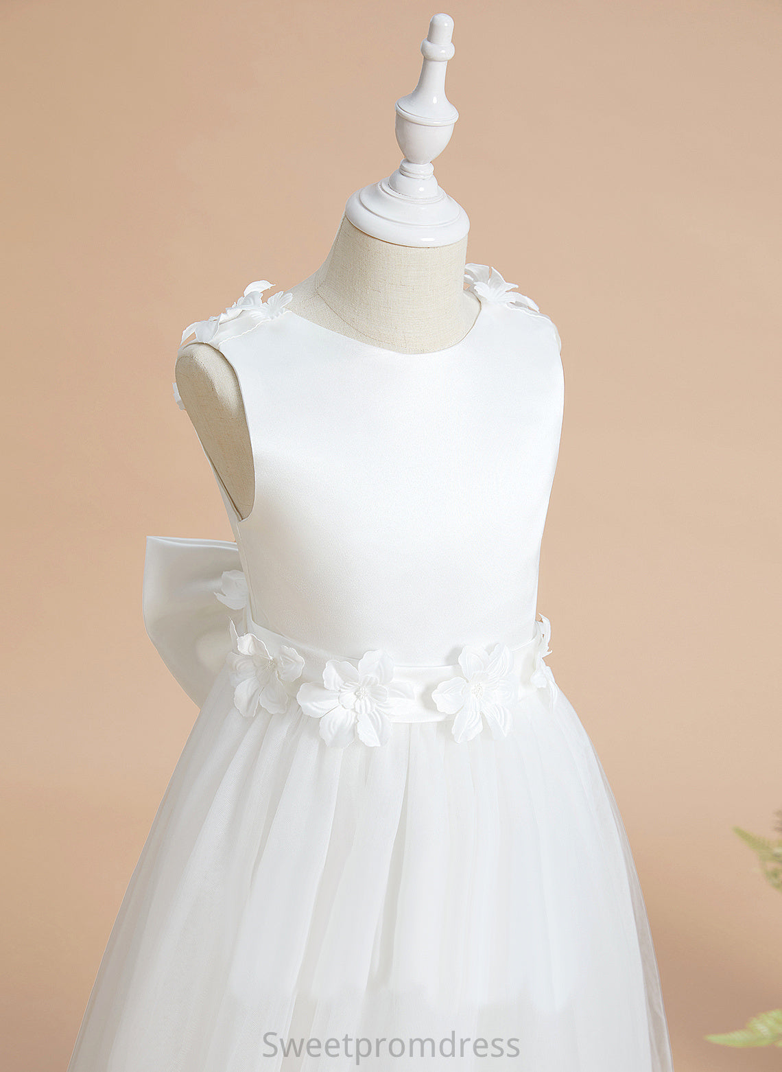 Scoop Dress Floor-length With Girl Flower Girl Dresses A-Line Neck Flower(s)/Bow(s) Sleeveless Satin/Tulle Flower Alexa -