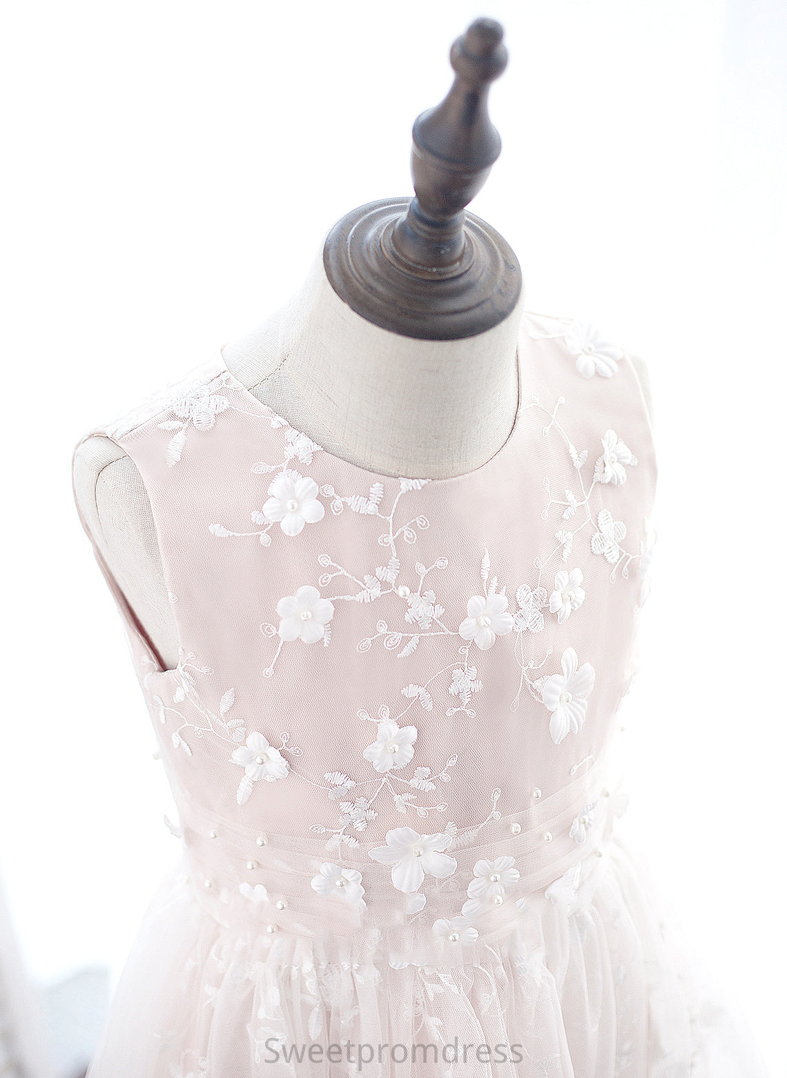Tea-length Dress Beading/Flower(s) - Sleeveless Scoop Flower Girl Dresses Neck Tulle/Lace Girl With Flower A-Line Karley