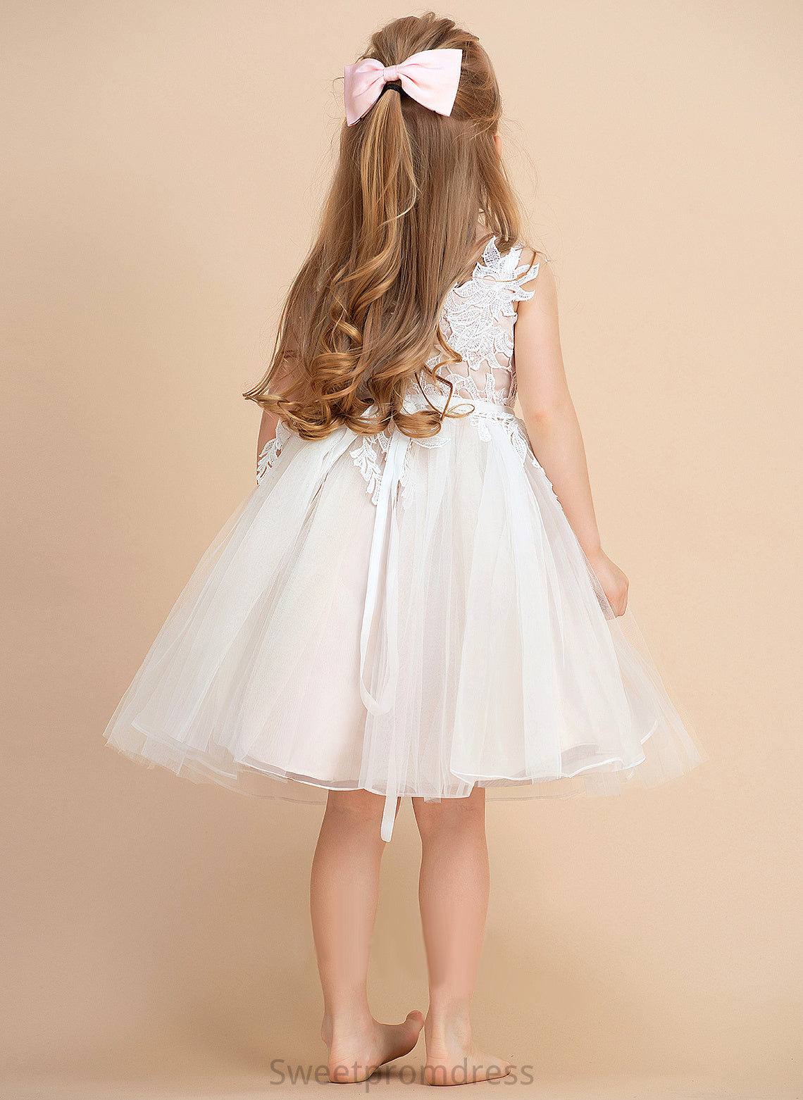 Dress Flower Flower Girl Dresses Knee-length - Estrella Sleeveless Girl A-Line Tulle/Lace V-neck/Straps